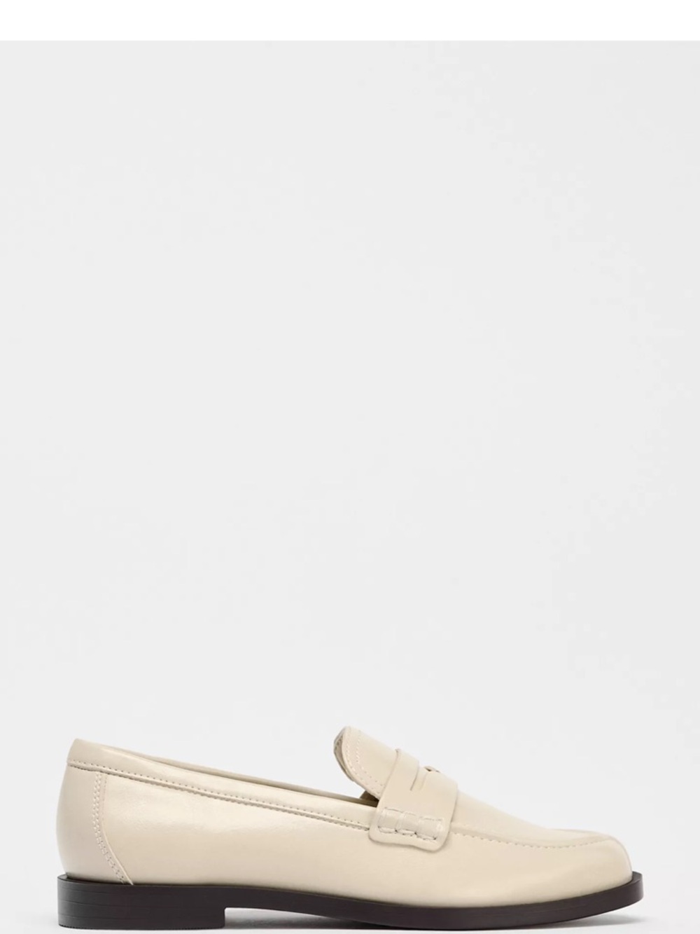 Zara Cream Leather Penny Loafers